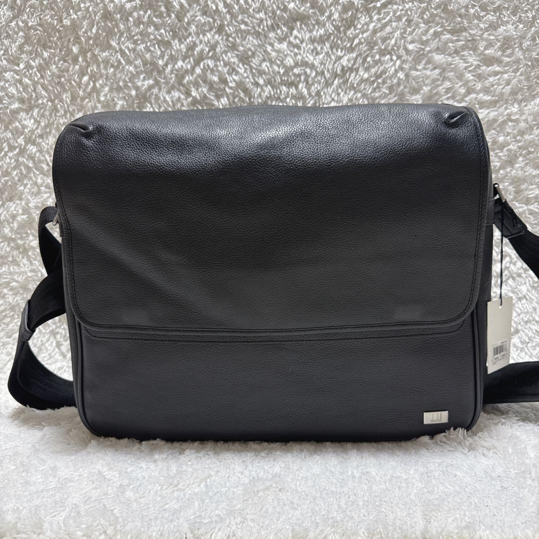 極美品！タグ付！dunhill メッセンジャーバッグ　牛革　ブラック　レザー
