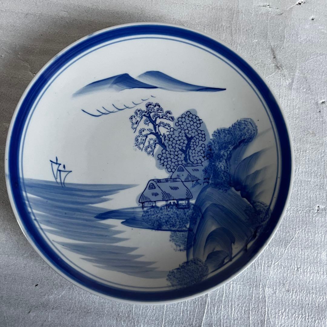 アンティーク　平皿　染付　藍色　５枚セット　100年以上前