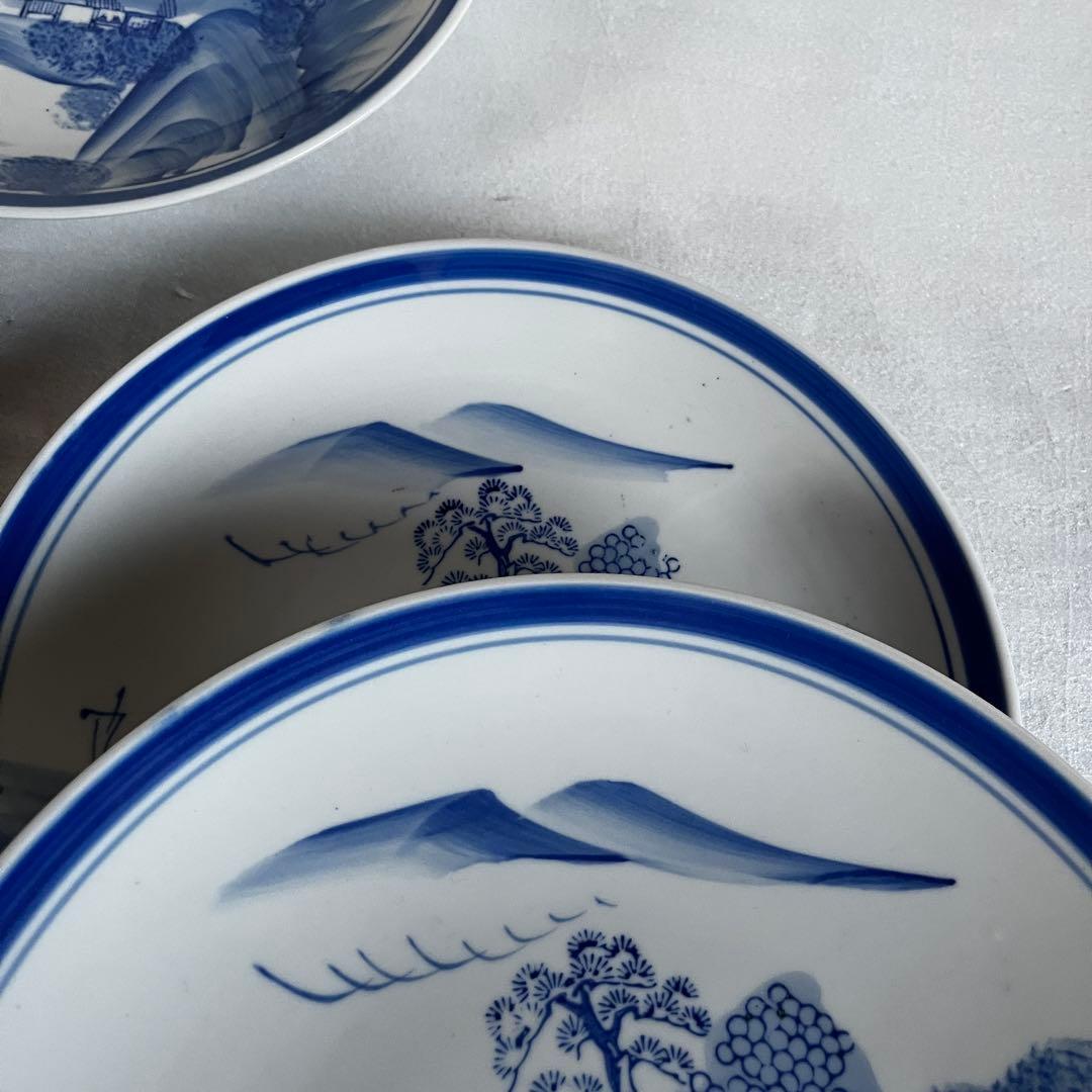 アンティーク　平皿　染付　藍色　５枚セット　100年以上前