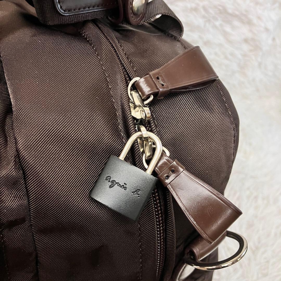 agnes b アニエスベー ナイロン ボストンバッグ 旅行バッグ 2way 鍵