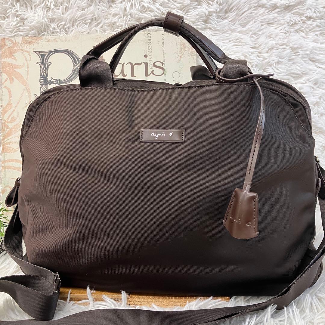 agnes b アニエスベー ナイロン ボストンバッグ 旅行バッグ 2way 鍵