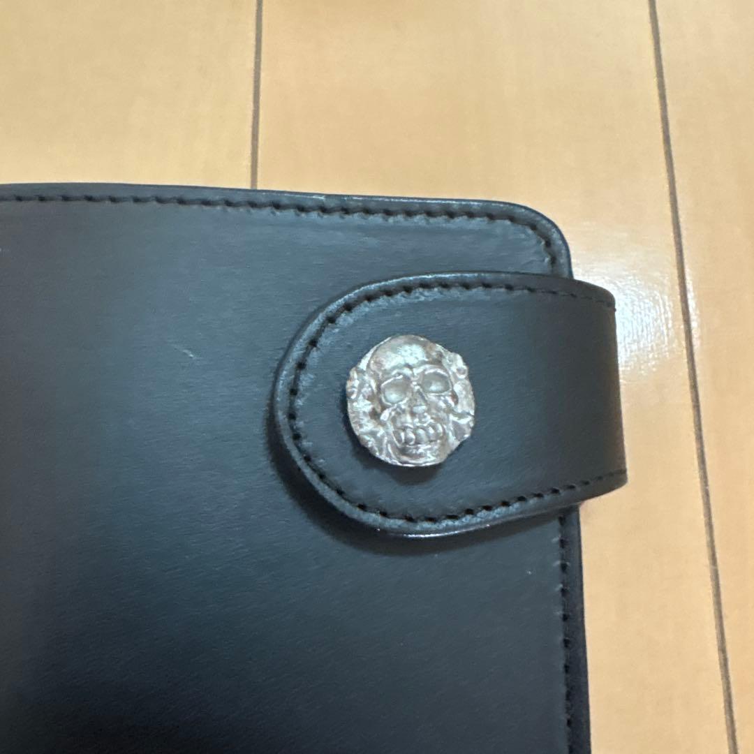 cream soda レザー　ロングウォレット　長財布　ドクロ　チェーン付き