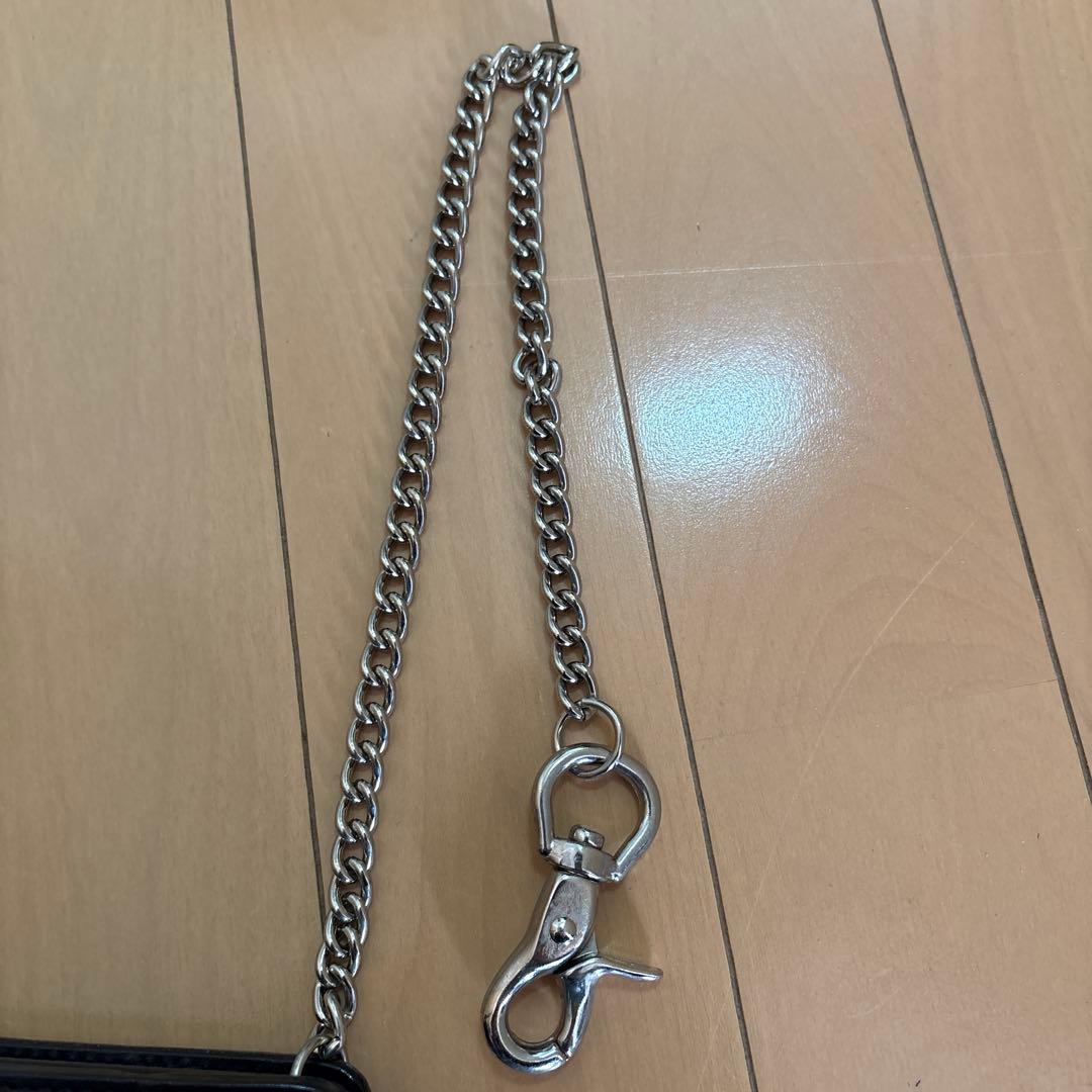 cream soda レザー　ロングウォレット　長財布　ドクロ　チェーン付き