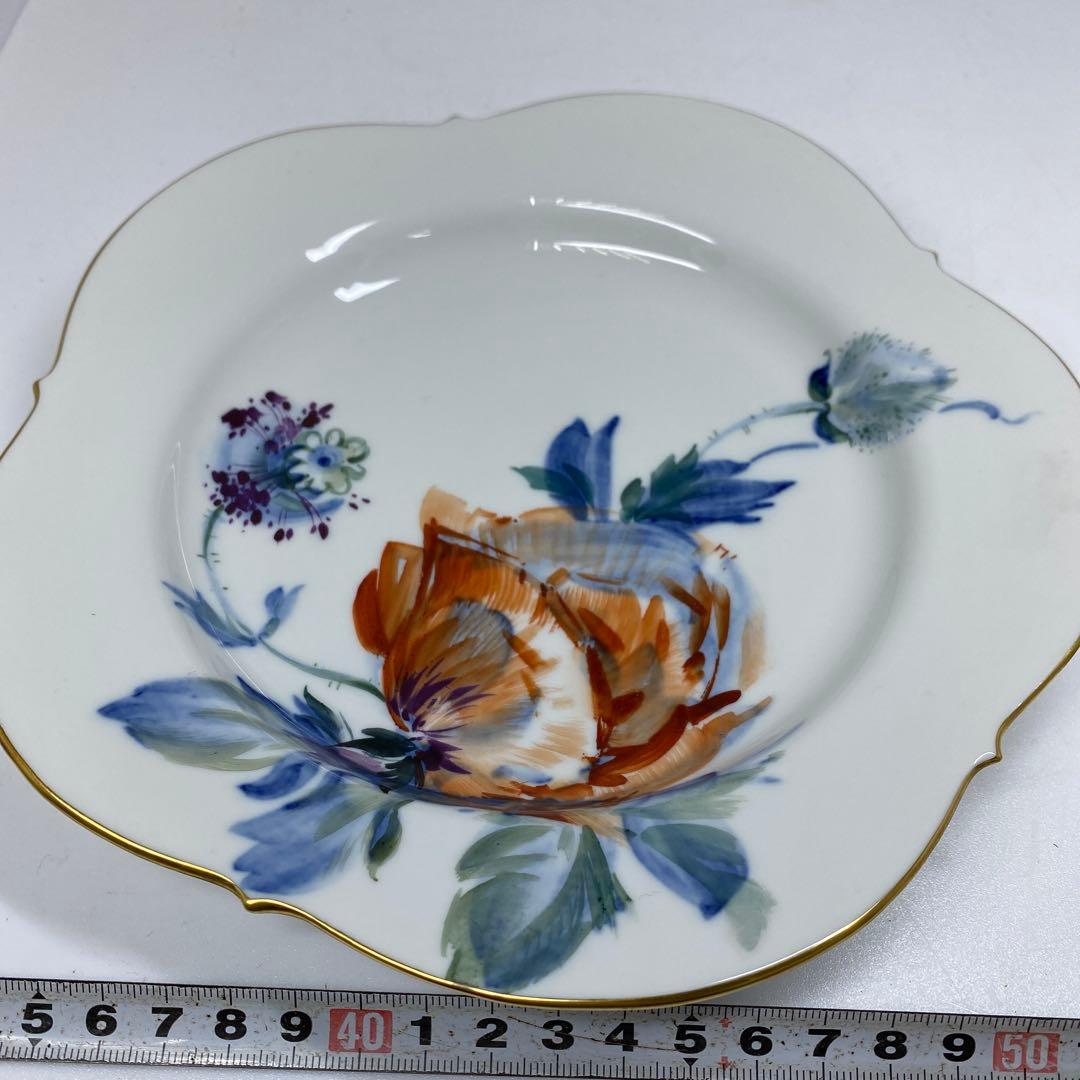 マイセン　現代花プレートB 幅約20.6㎝　東さ7-0202②