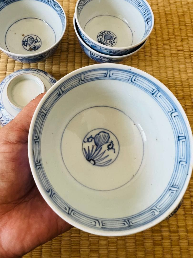 セール中！【江戸茶碗6個】茶碗セット　小　蓋茶碗　アンティーク　骨董