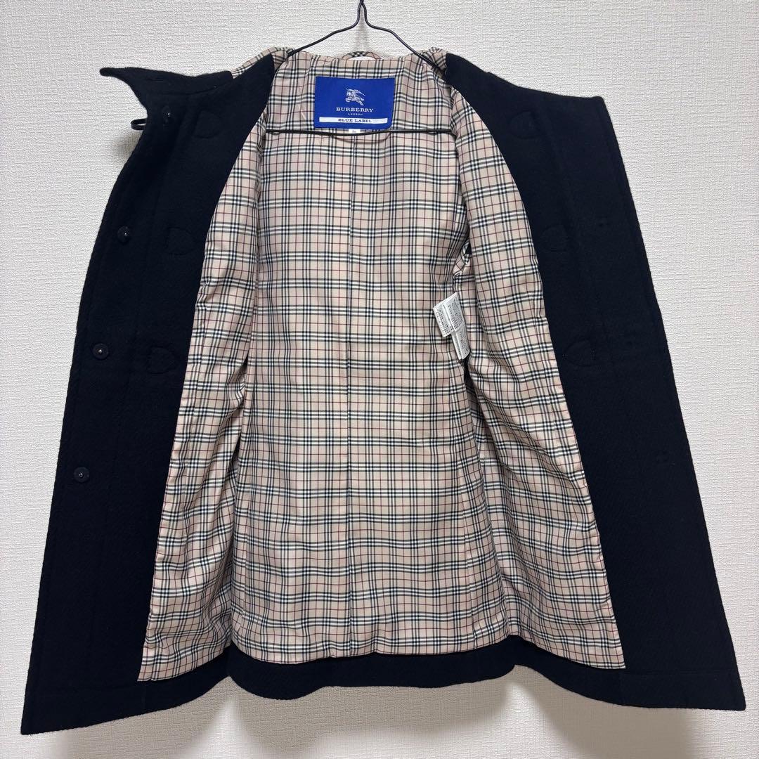ゆき　美品　バーバリー黒 ダッフルコート フード付き　36 ノバチェック
