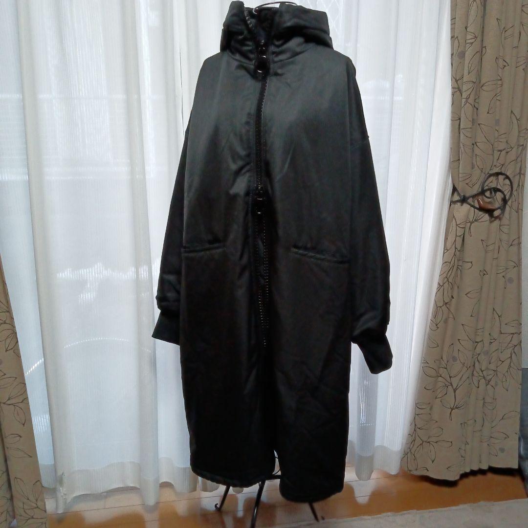 大人気で売切れ アンティカantiquaビッグファスナーロングコート中綿黒 秋冬