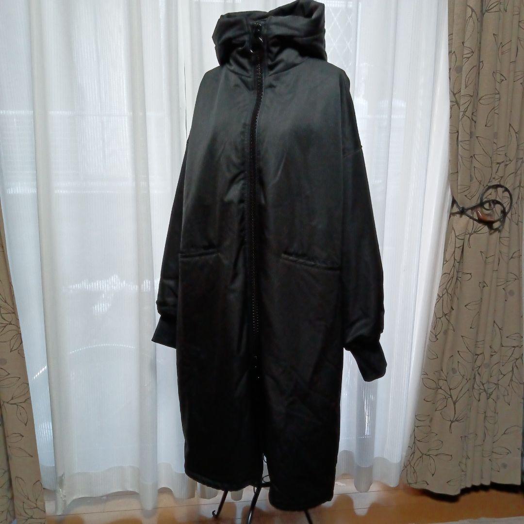 大人気で売切れ アンティカantiquaビッグファスナーロングコート中綿黒 秋冬