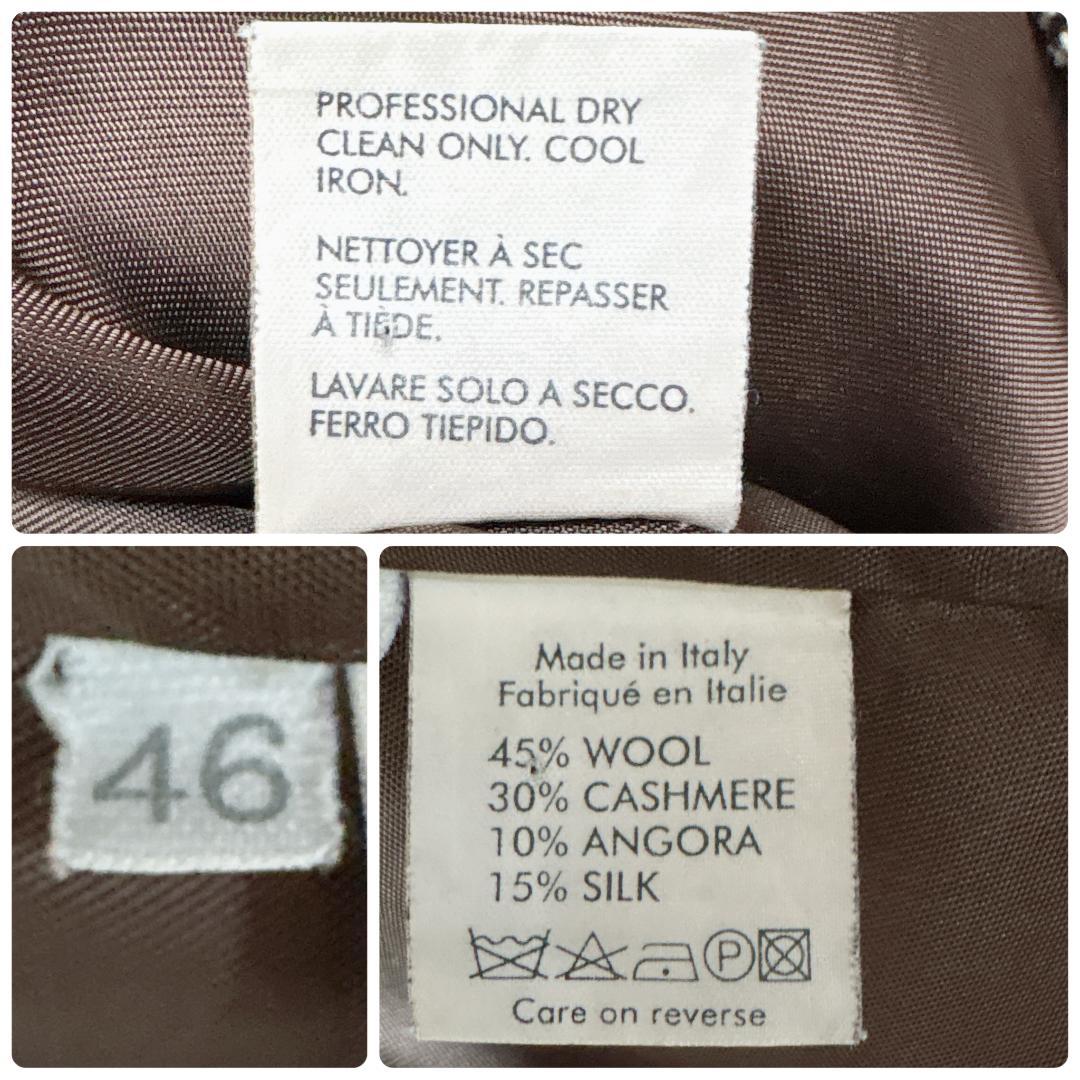 【美品】DIFFU イタリア製 ヘリンボーン ロングコート M相当 カシミヤ使用