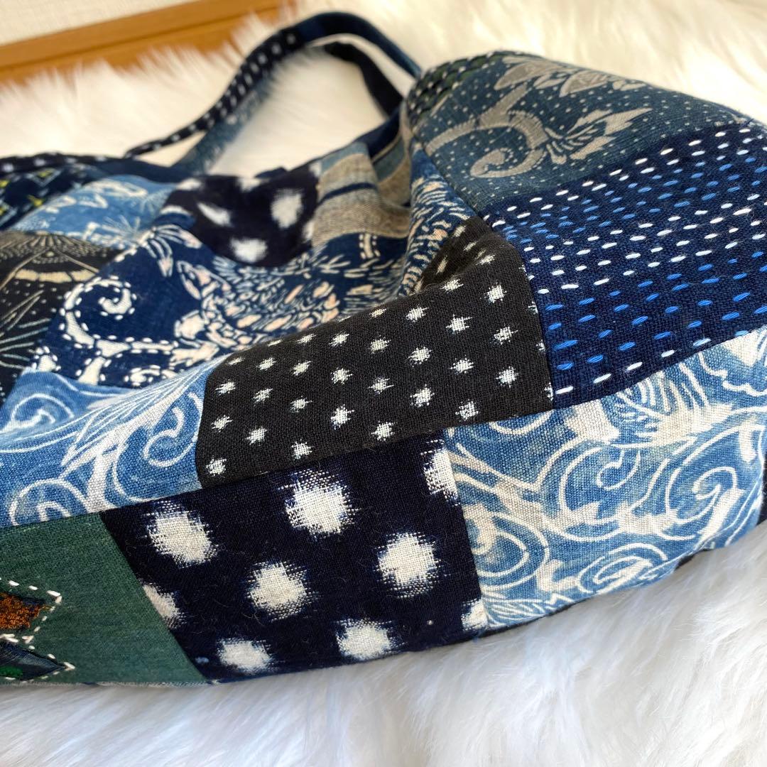 古布 襤褸 刺し子 パッチワークバッグ｜一点もの ハンドメイド 藍染 手仕事