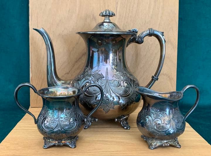 銀製ティーサーバー、3点セット