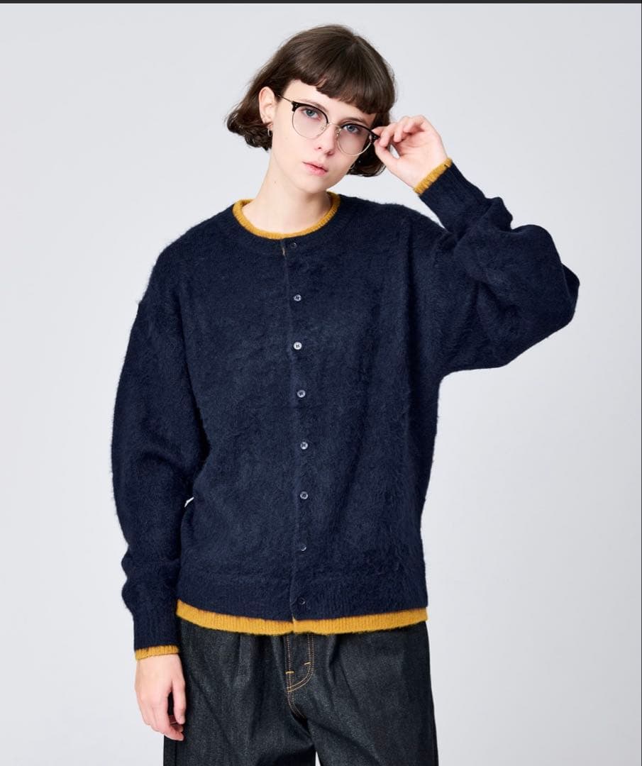 WETTEMPT クルーネックブラッシュドレイヤードカーディガン　Lサイズ