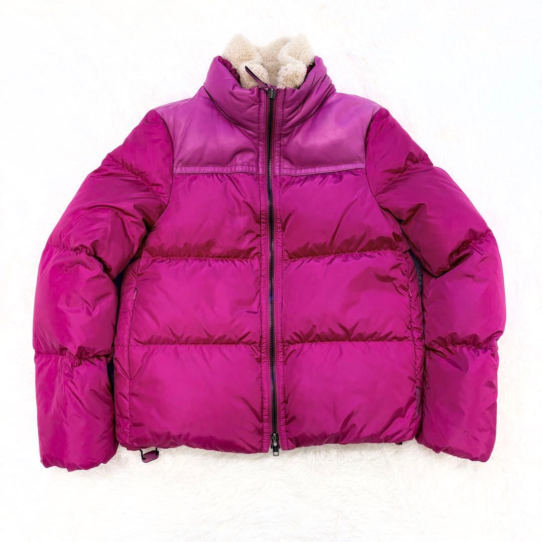 COACH シープレザー切替ボアダウンジャケット ピンク S