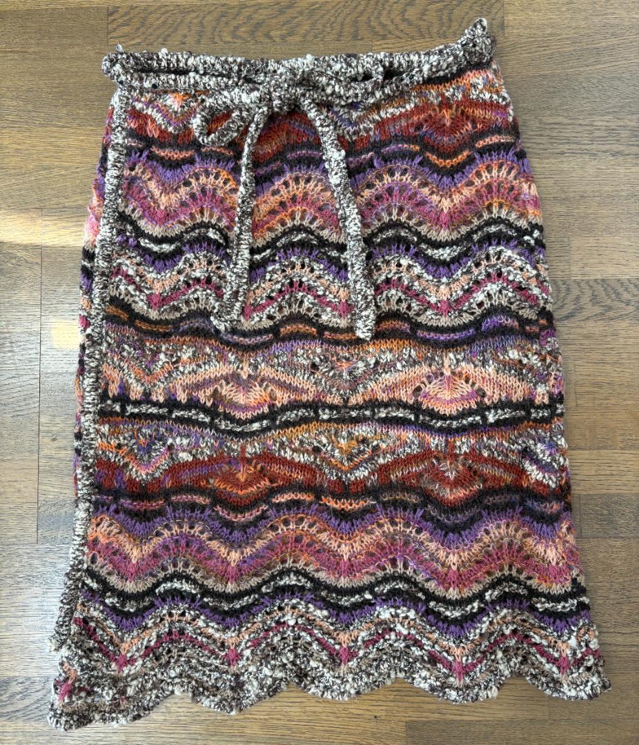 MISSONI ニット巻スカート マルチカラー 波柄 ウエスト紐