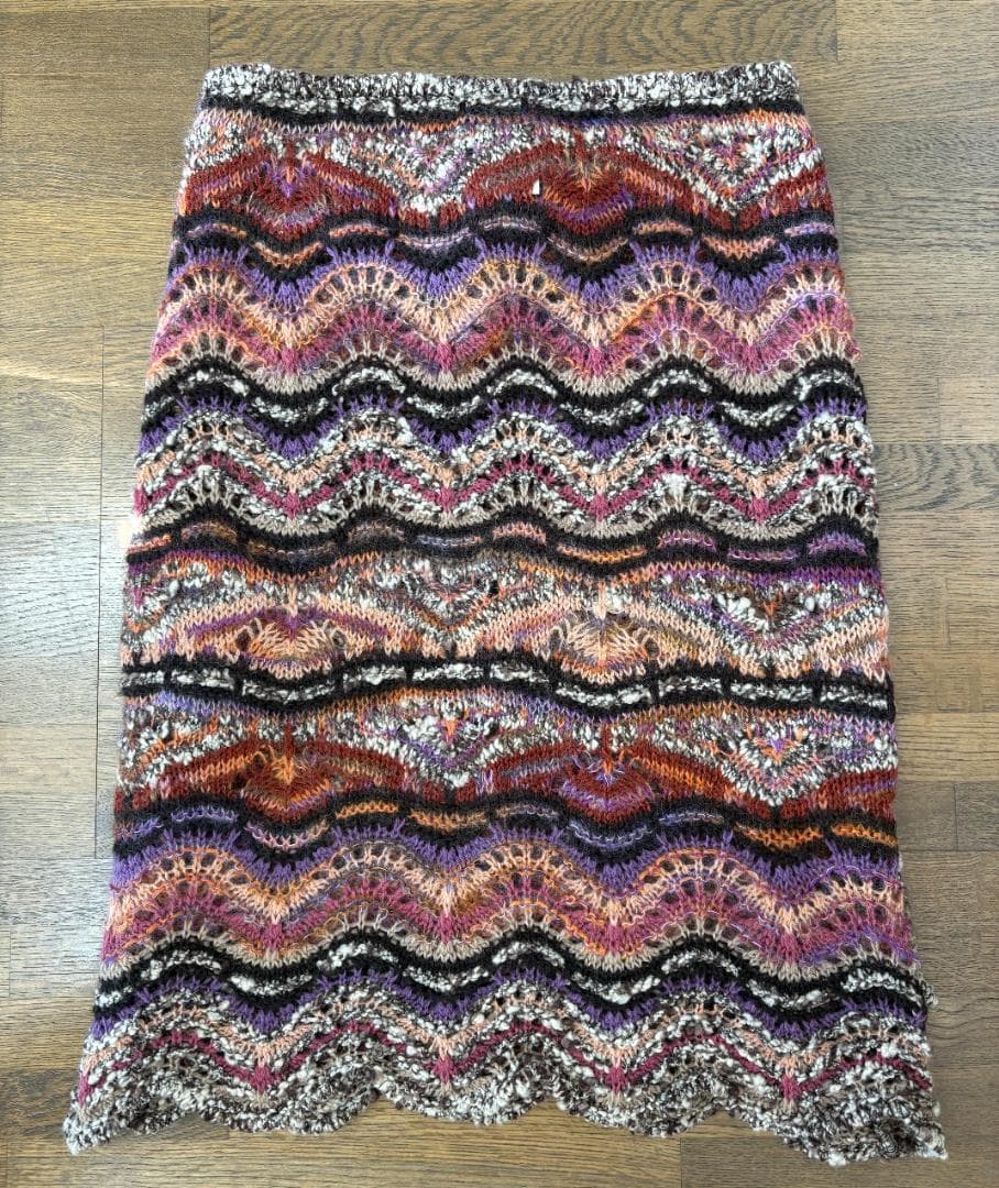 MISSONI ニット巻スカート マルチカラー 波柄 ウエスト紐