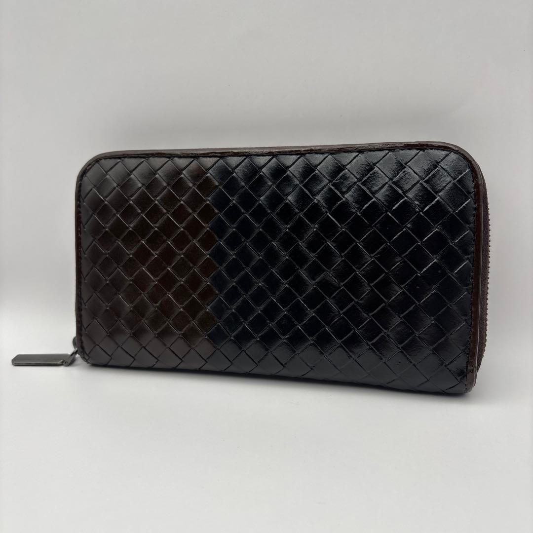 ◆正規品◆ボッティガヴェネタイントレチャート ラウンドファスナー長財布コンビ