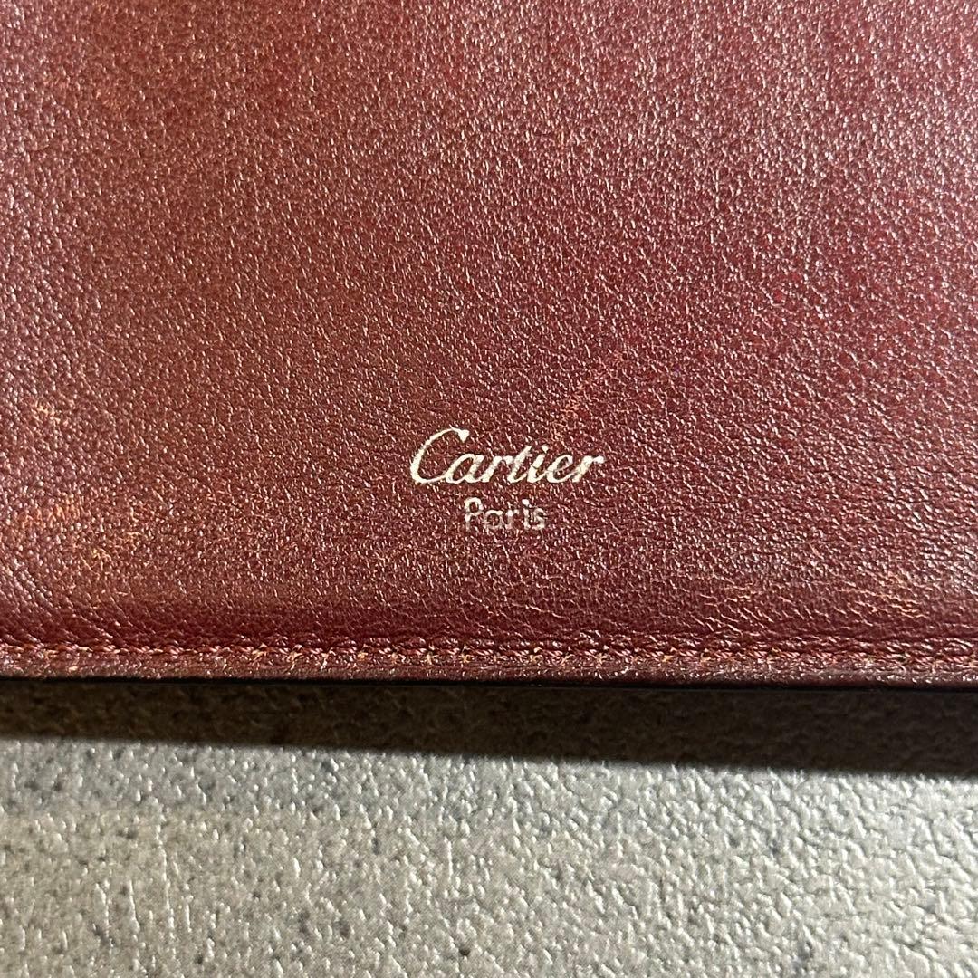 Cartier マストライン　二つ折り財布　コンパクトウォレット　レザー　黒