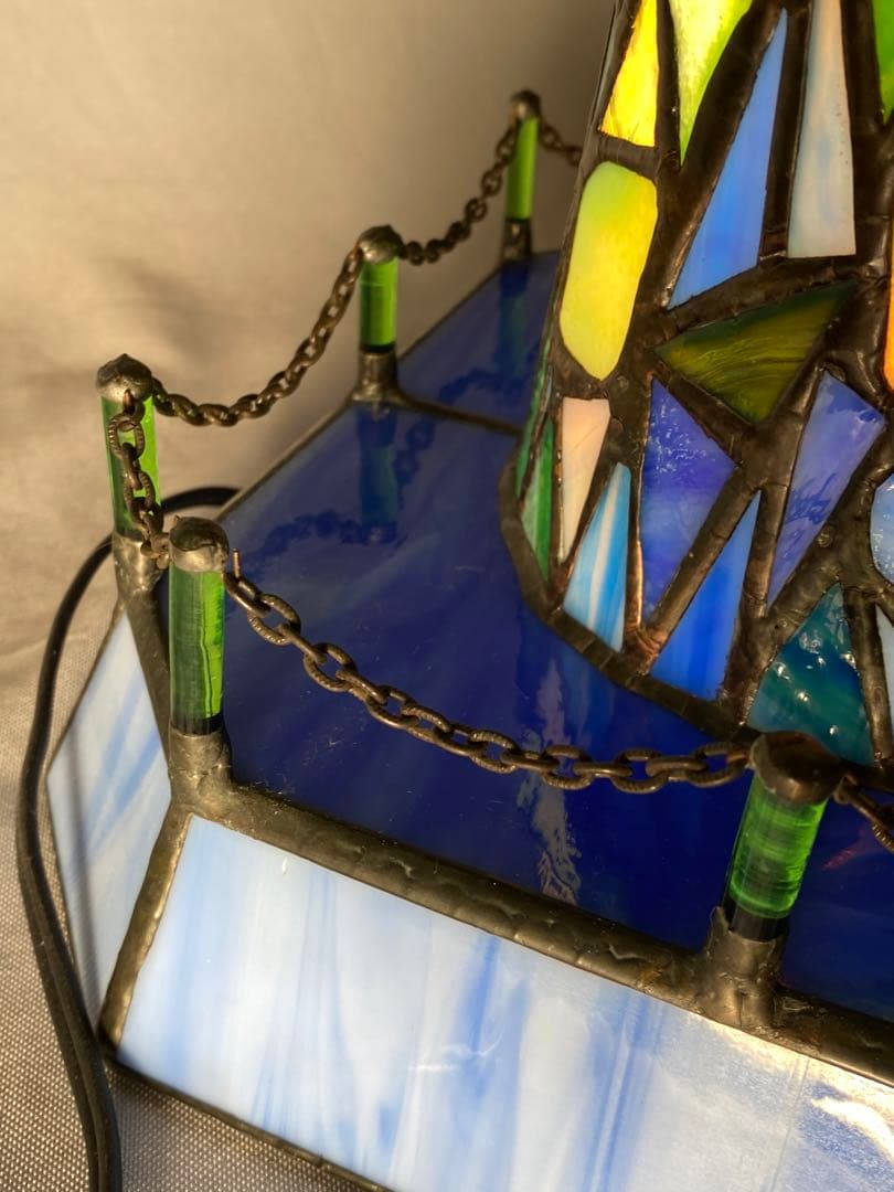 1415❣️ ステンドグラス　ライト　風車の塔　オブジェ