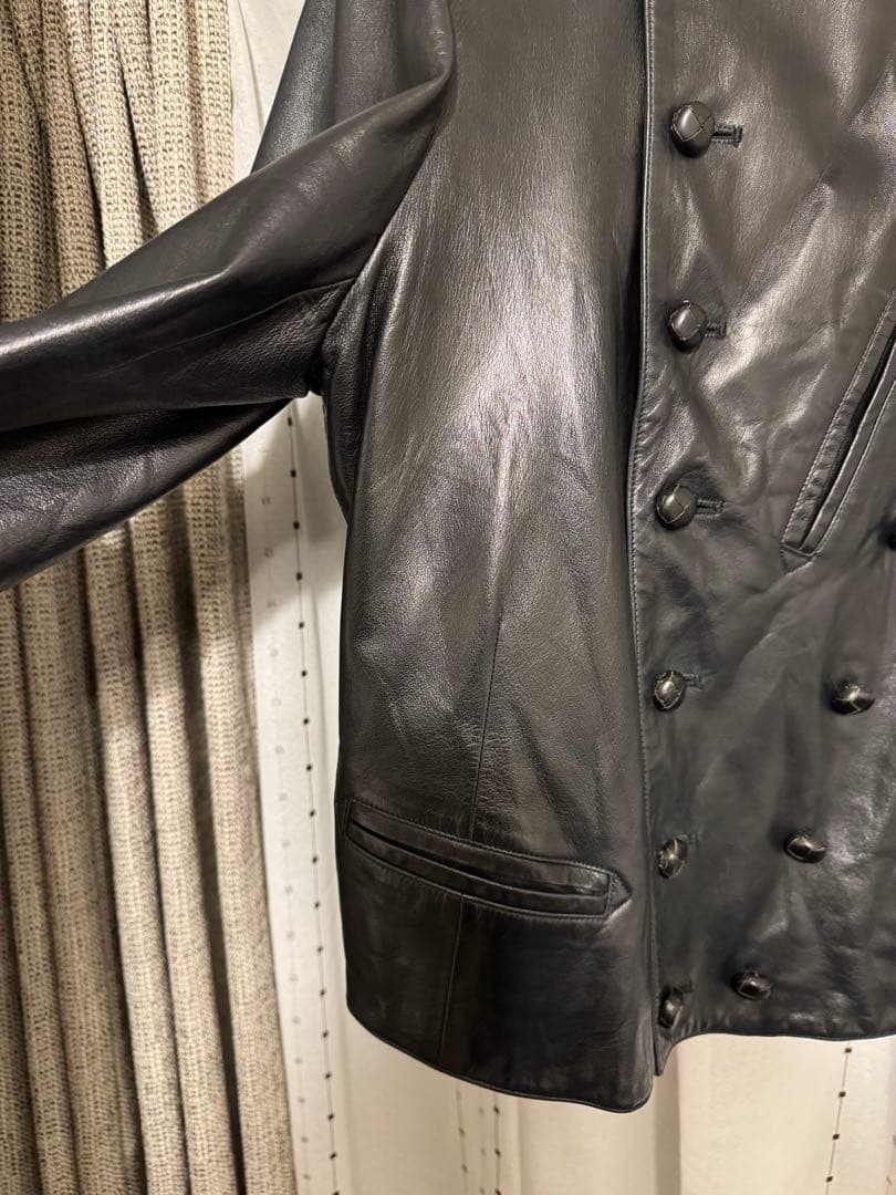 超美品90s agnes bアニエスベー42 レザージャケット　ナポレオン