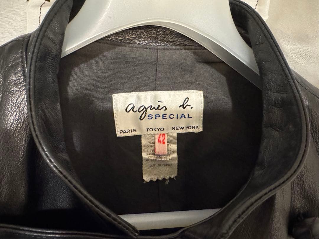 超美品90s agnes bアニエスベー42 レザージャケット　ナポレオン