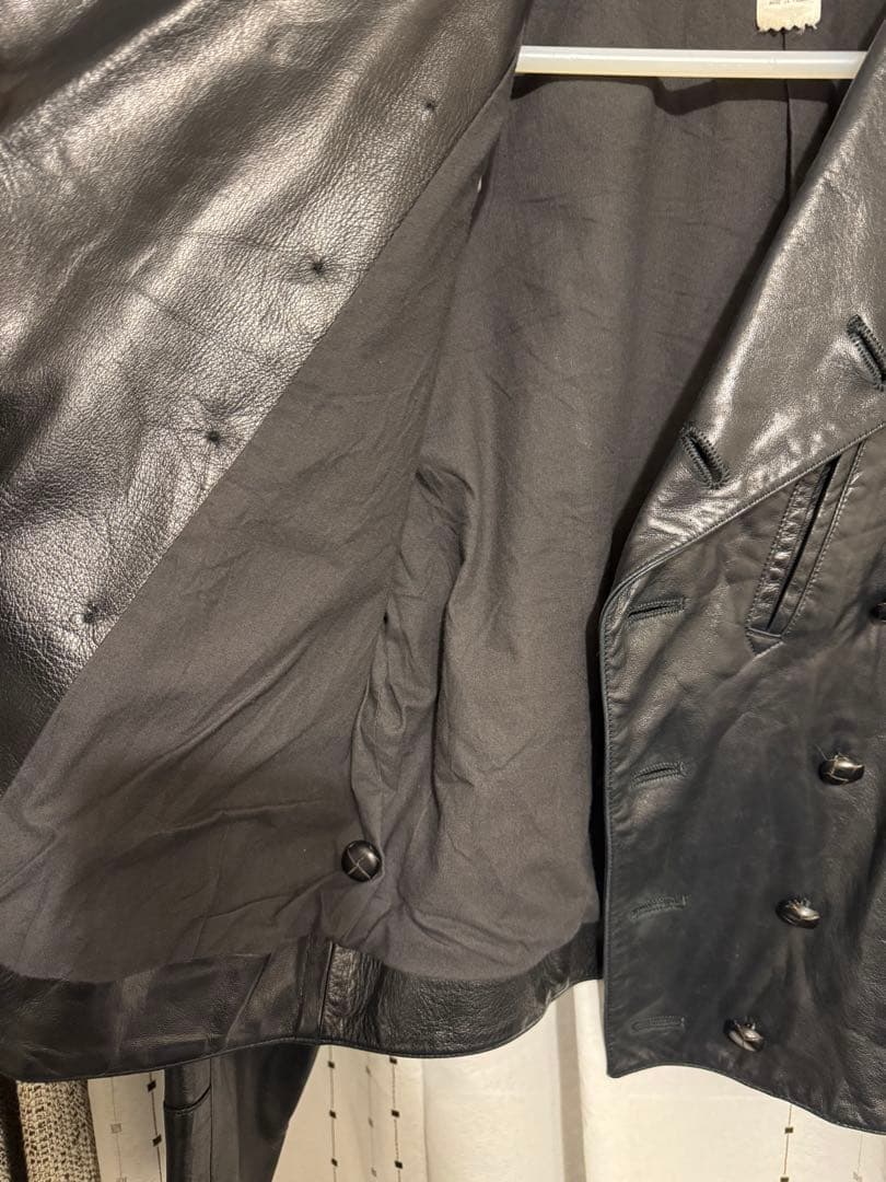 超美品90s agnes bアニエスベー42 レザージャケット　ナポレオン