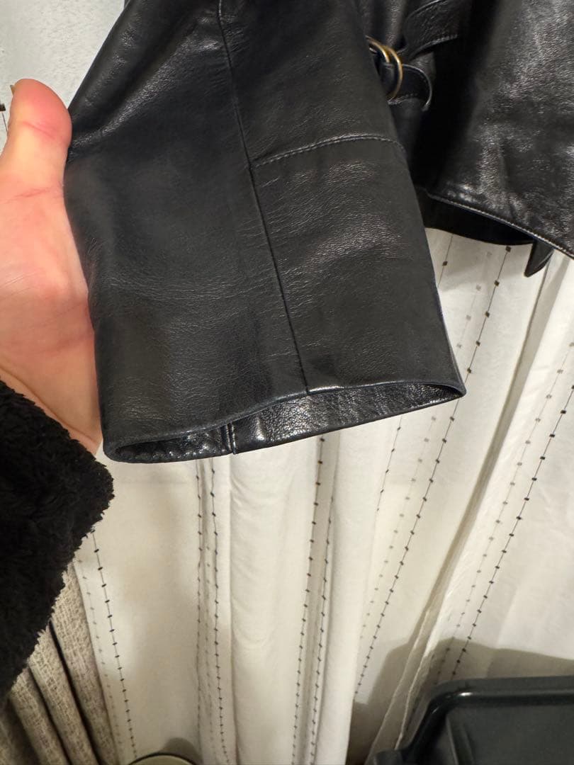 超美品90s agnes bアニエスベー42 レザージャケット　ナポレオン