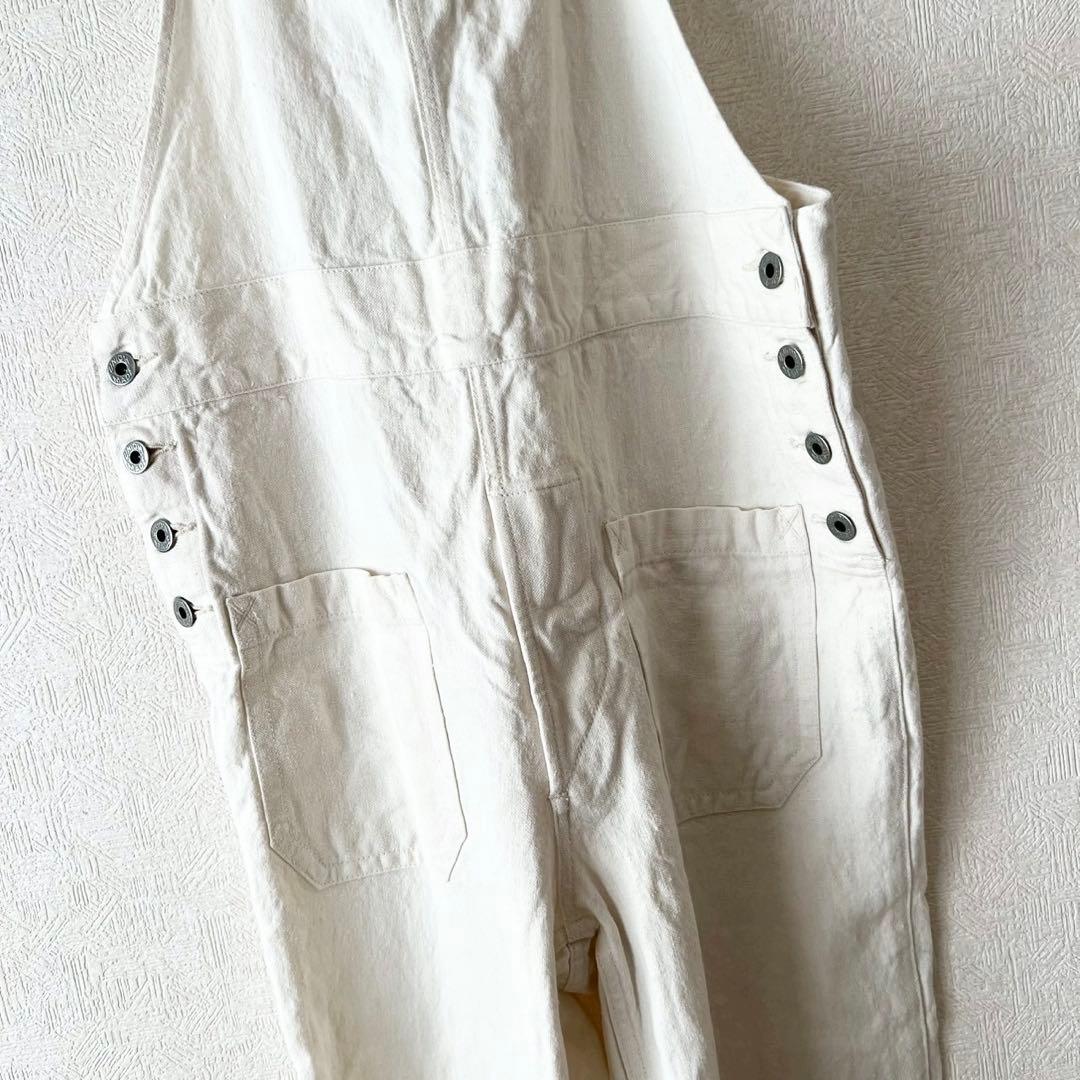 R&D.M.Co- リネンキャンバスファームパンツ オーバーオール ホワイト
