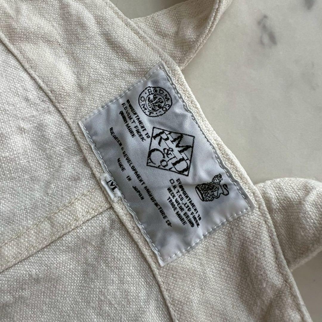 R&D.M.Co- リネンキャンバスファームパンツ オーバーオール ホワイト