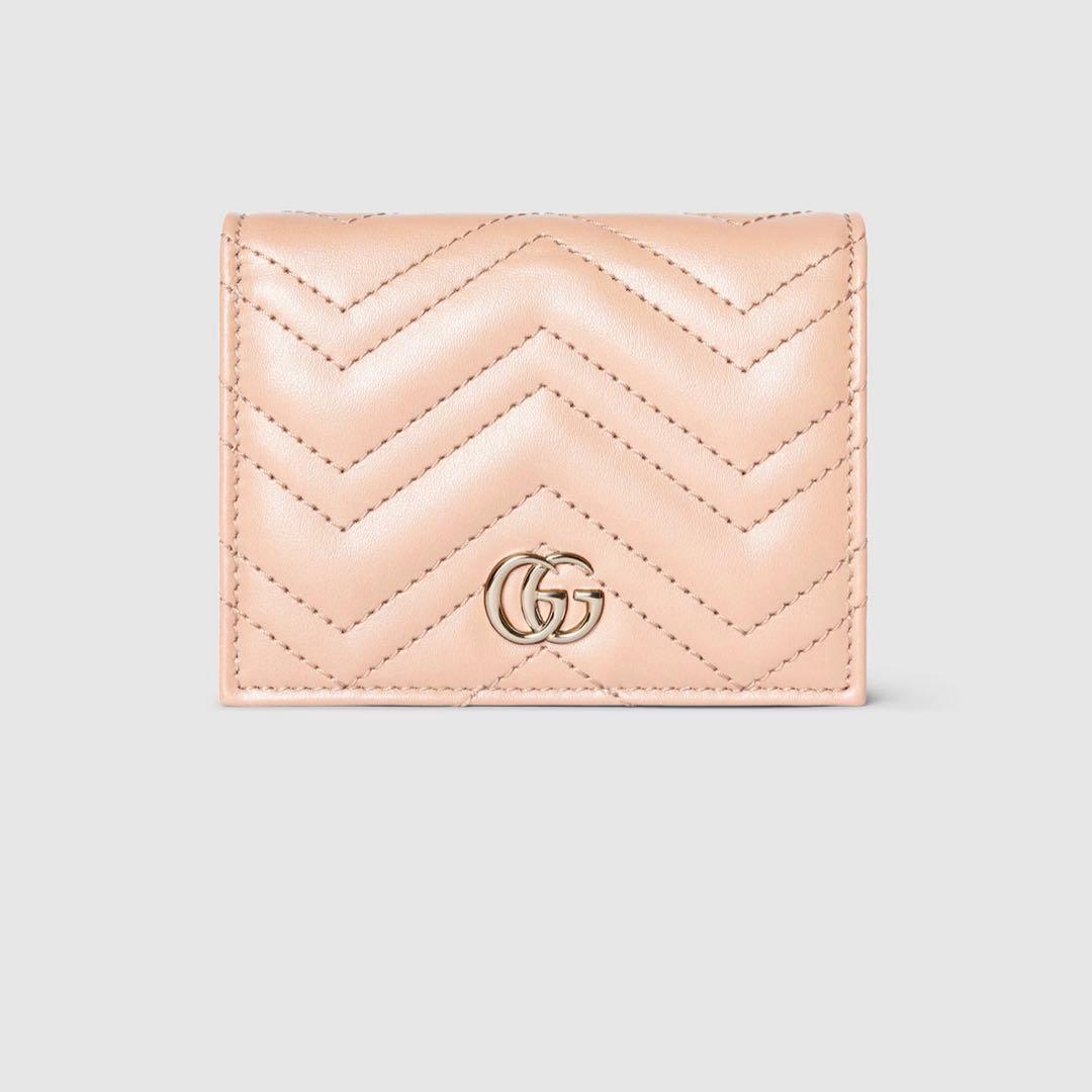 GUCCI グッチ ダブルG ミニ ウォレット ペールピンクレザー