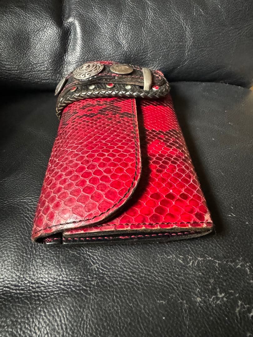 優*舞様 アルズニ　長財布　レッドパイソン　ライダース　オーダー品