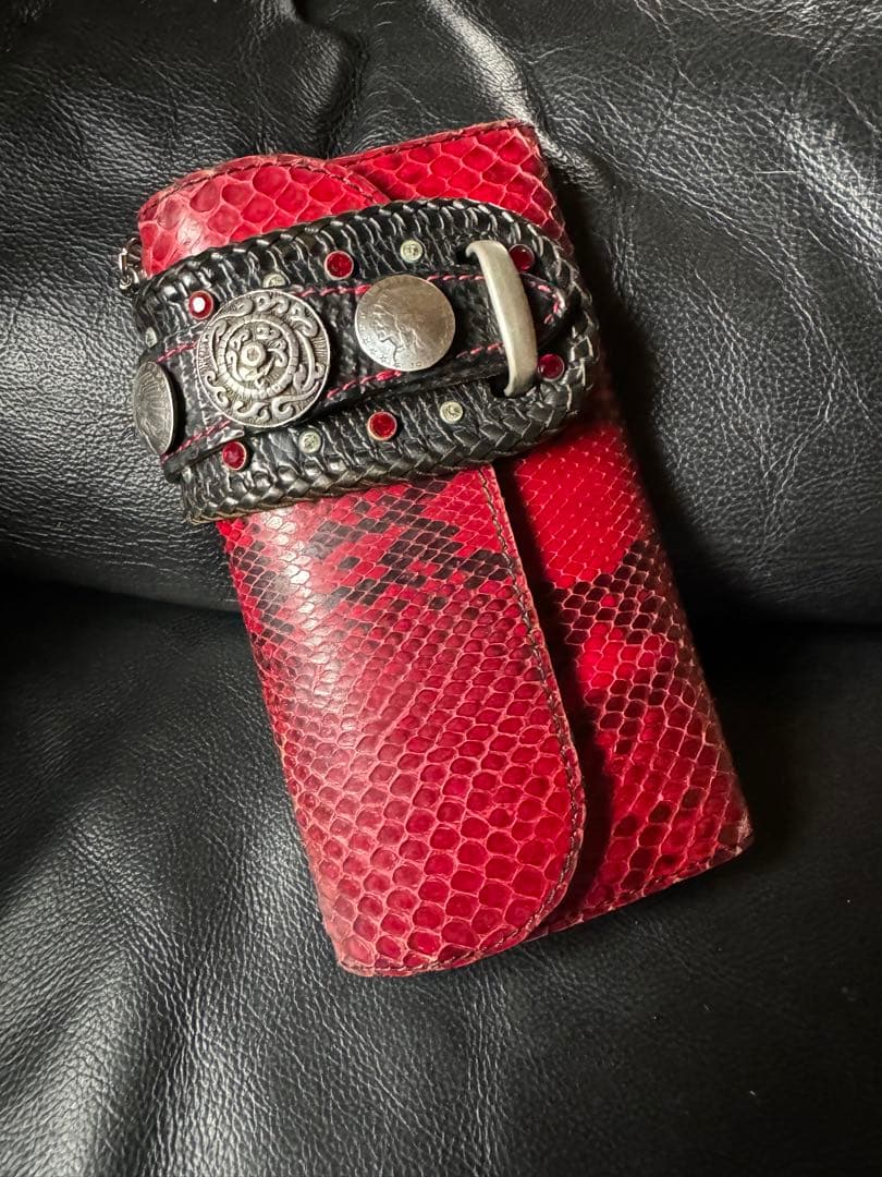 優*舞様 アルズニ　長財布　レッドパイソン　ライダース　オーダー品