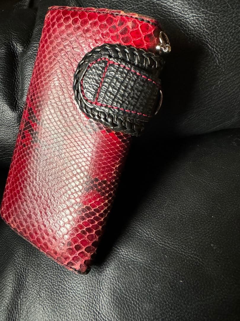 優*舞様 アルズニ　長財布　レッドパイソン　ライダース　オーダー品
