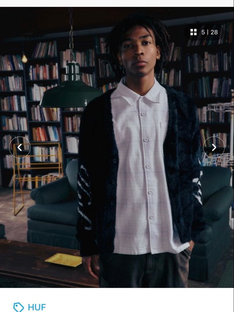 【美品】 HUF CROWN CARDIGAN ブラック