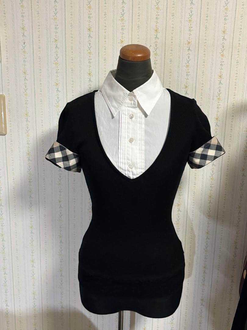 【美品】burberry フリルブラウス　ノバチェック　y2k 平成　バレエコア