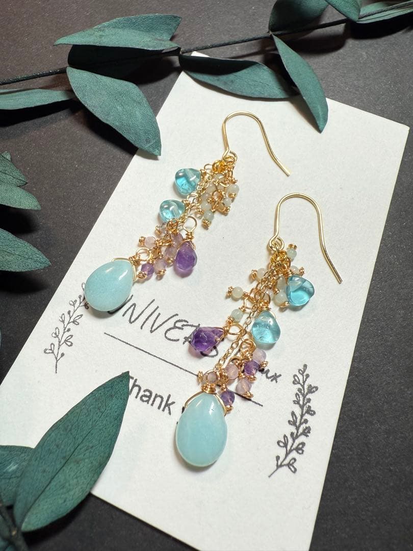【Xmasセール】アマゾナイト×アメジスト＊ピアスNo.182