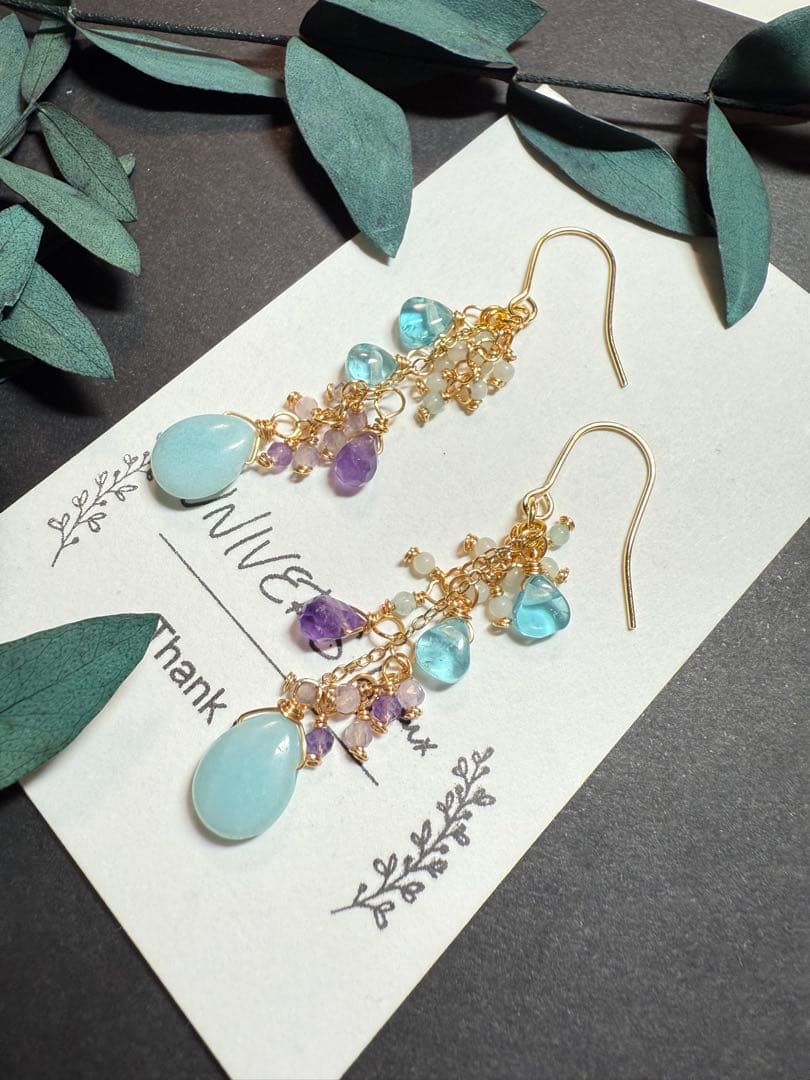 【Xmasセール】アマゾナイト×アメジスト＊ピアスNo.182