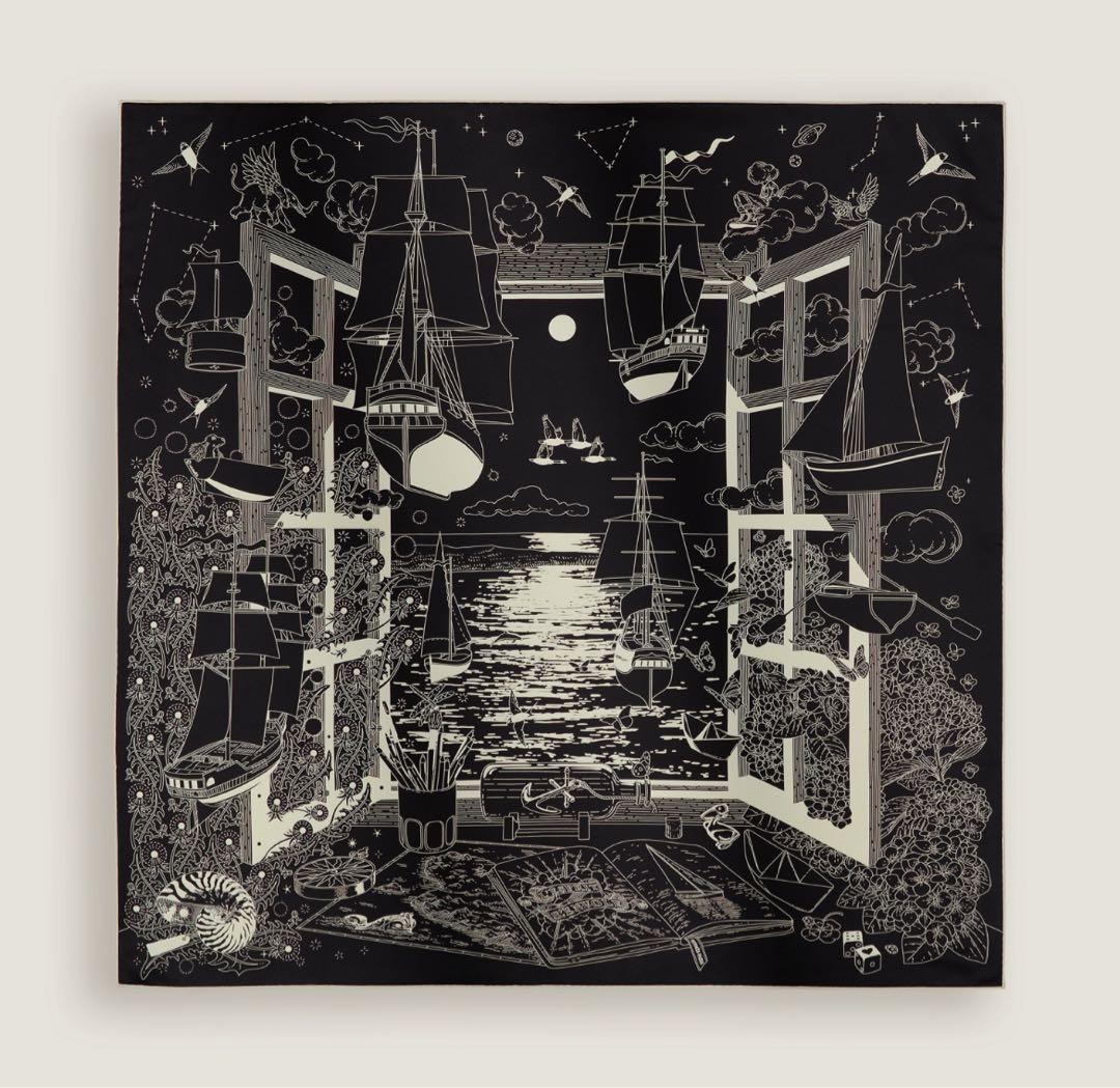 新品　エルメス　2026春夏　カレ 90 エスプリの旅立ち　黒・ブラック