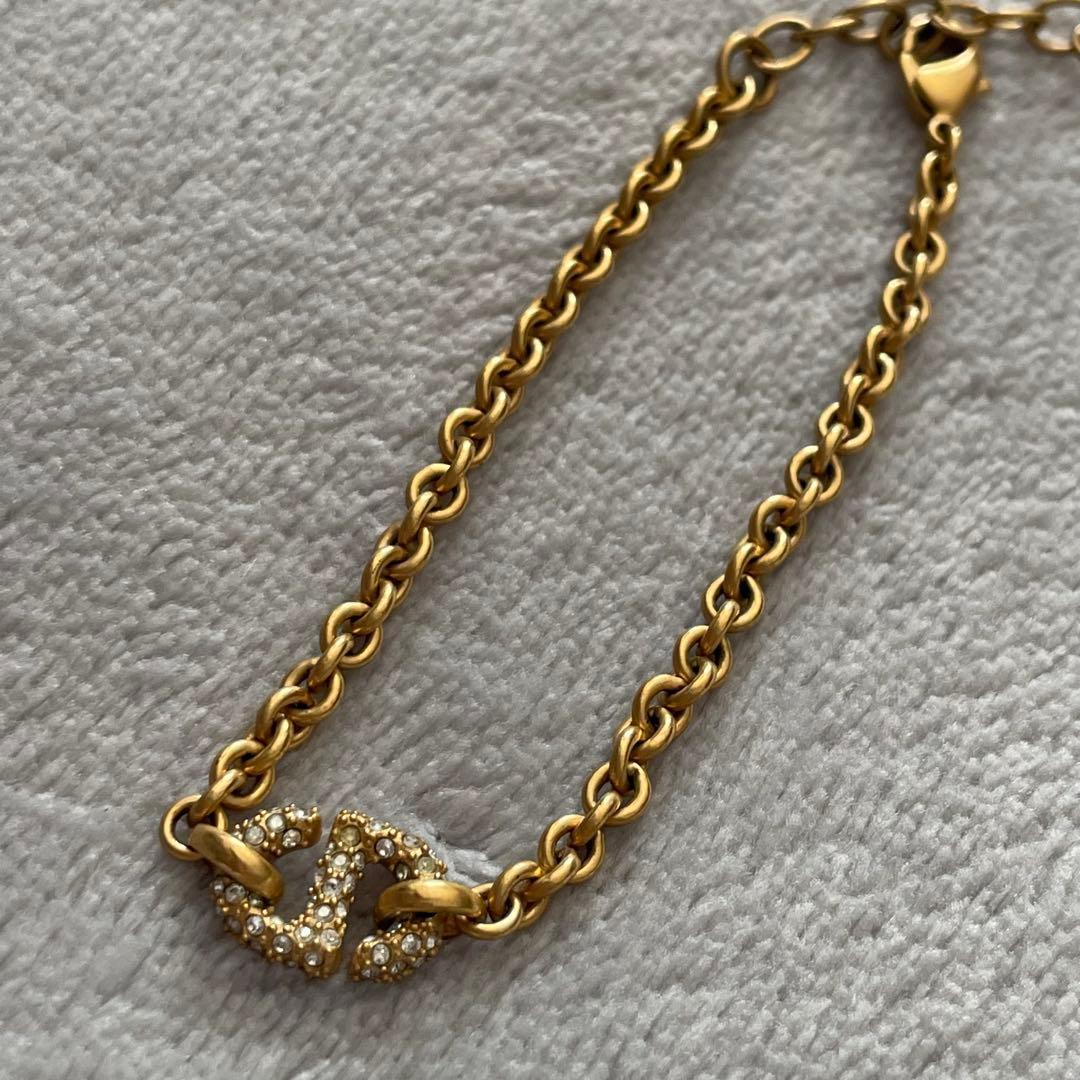 【美品】Dior ディオール CD NAVY ブレスレット ゴールド クリスタル