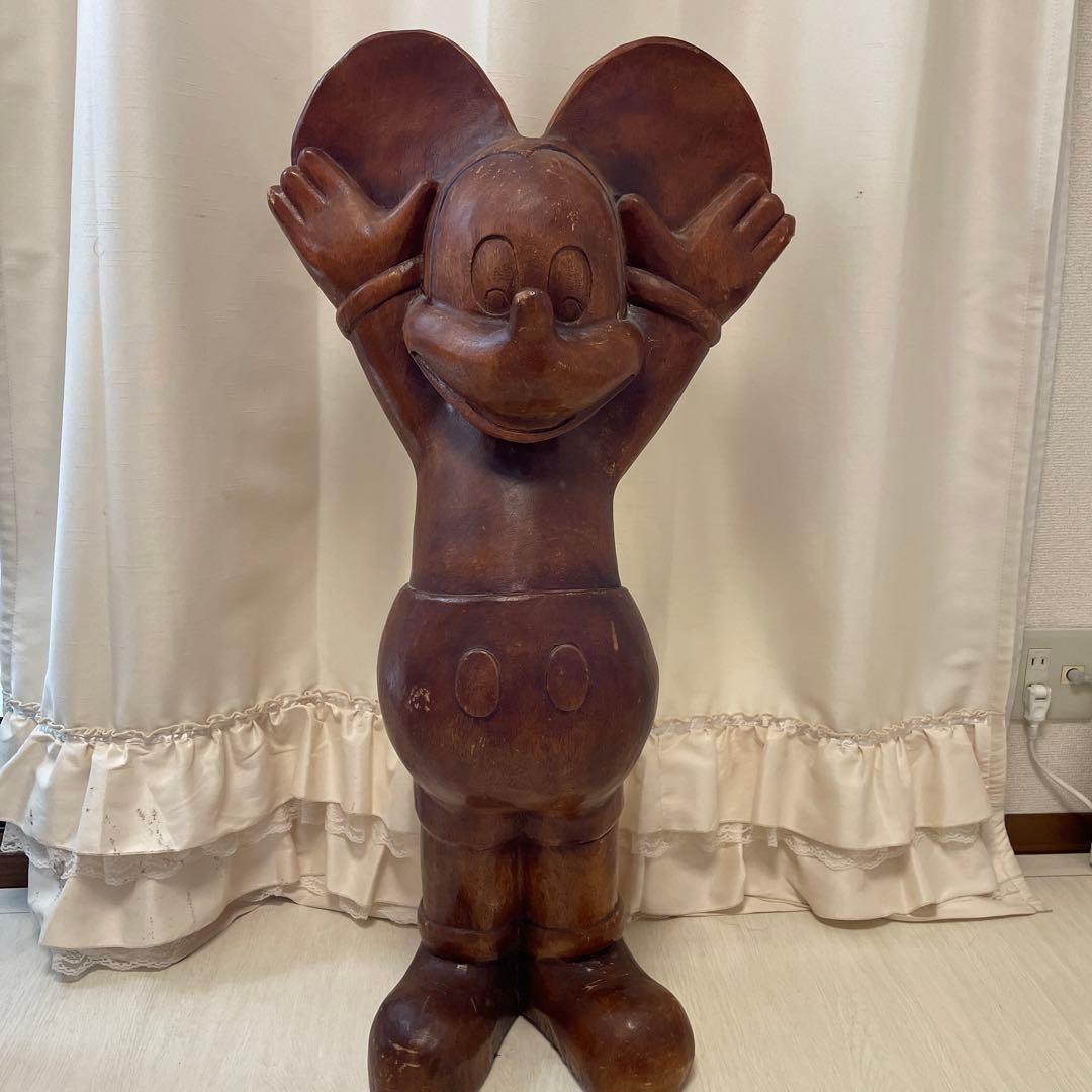 ミッキーマウス エクステリア 木彫り 木 置物　インテリア