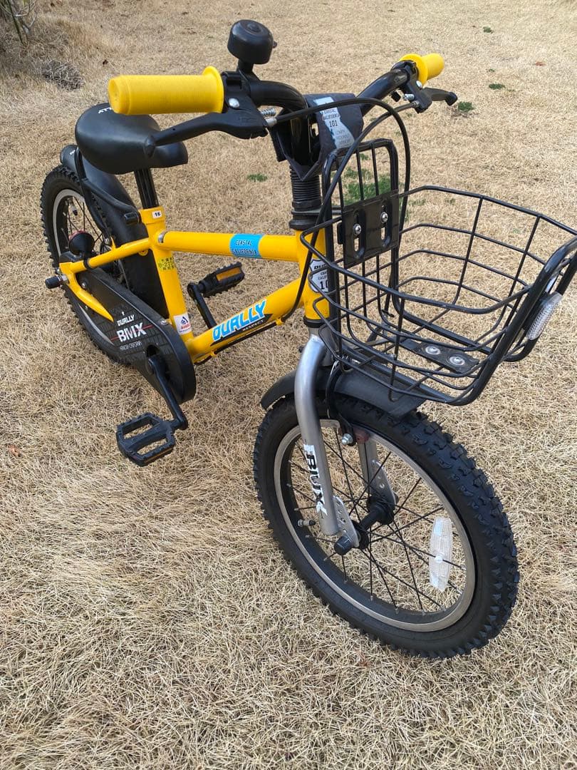 イエロー 幼児用自転車 前面バスケット付き　dally bmx 16インチ