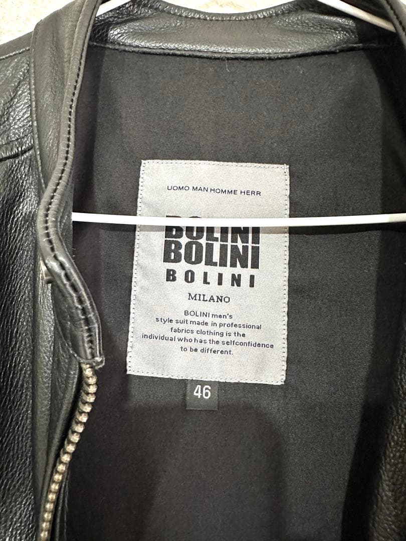 極美品 BOLINI レザー シングル ライダース 46 ブラック