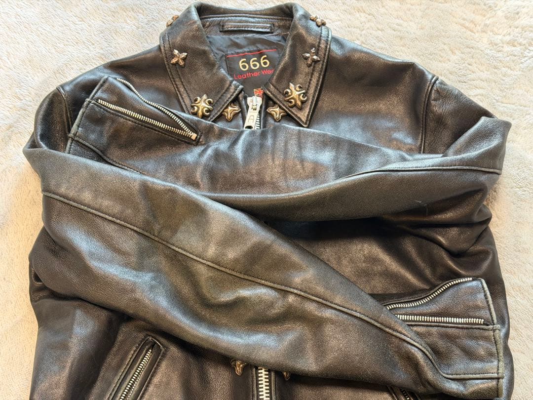 666 Leather Wear カスタム　シングルライダース 英国製 黒 38
