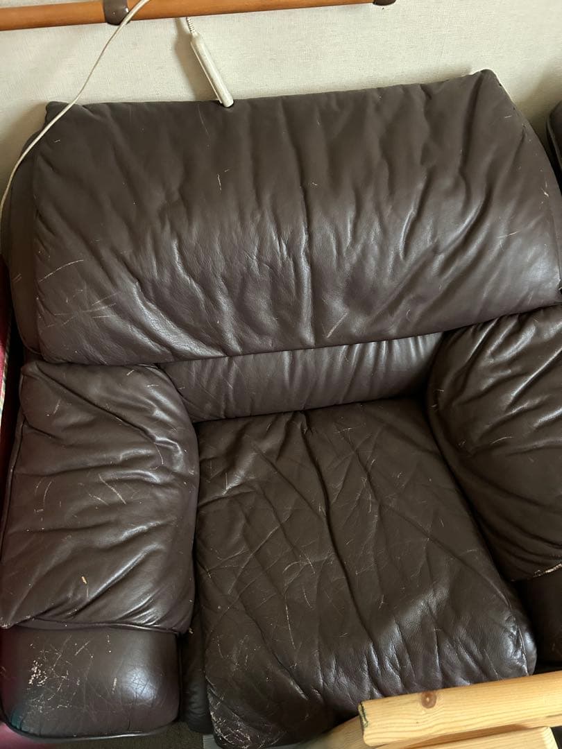 ダークブラウン 本革レザー 1人掛けソファ×2