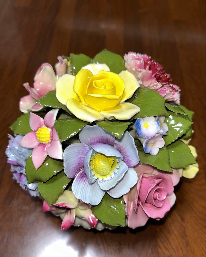 アンティーク　陶花　直径15cm 盛花　花7種　飾り　 