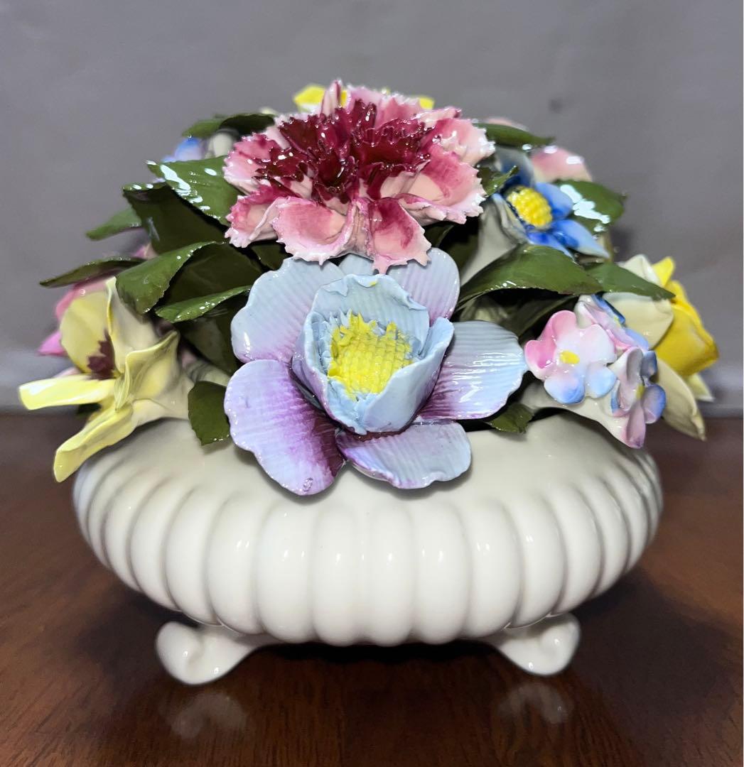 アンティーク　陶花　直径15cm 盛花　花7種　飾り　 
