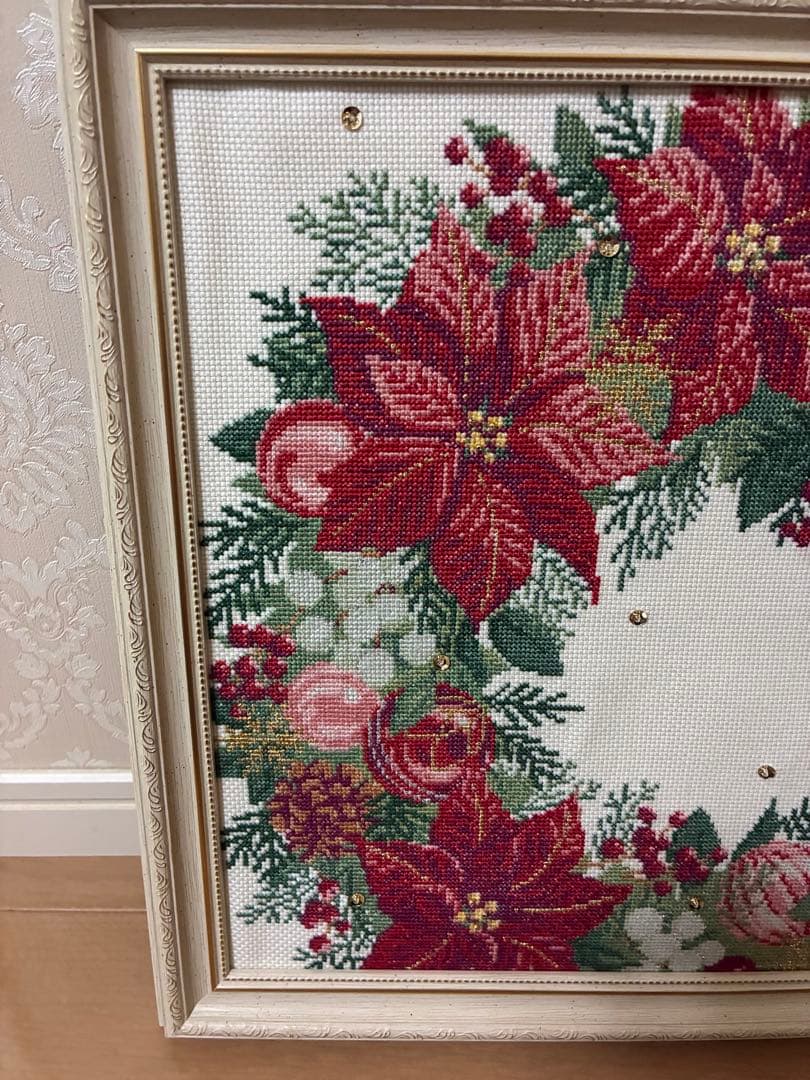 セールホビーラホビーレポインセチア刺繍クロスステッチ完成品