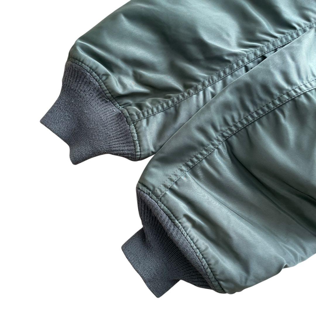 美品 90s USA製 ALPHA MA-1 グランドクルー カーキ L