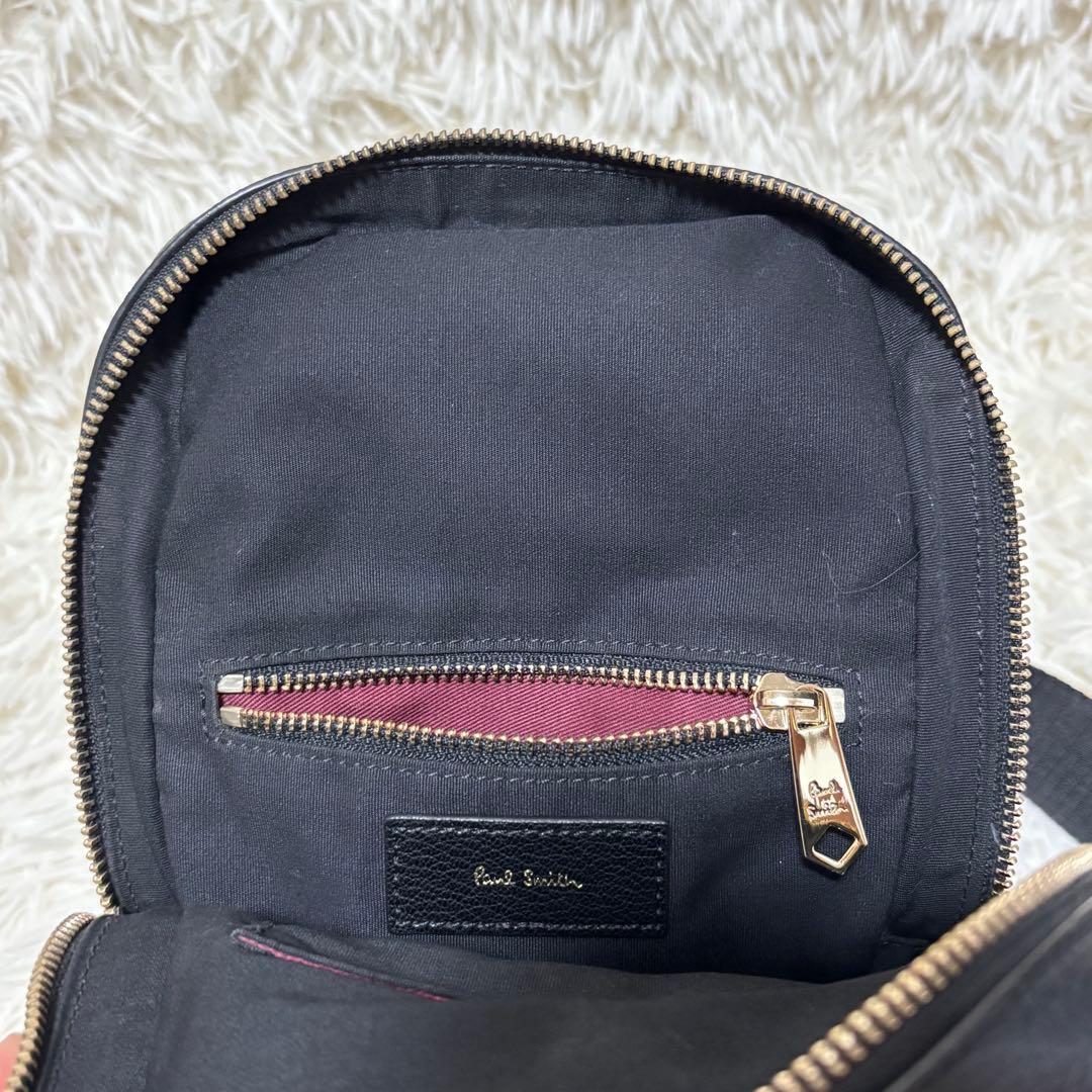 ポールスミス ボディバッグ ブラック 黒 レザー シグネチャー