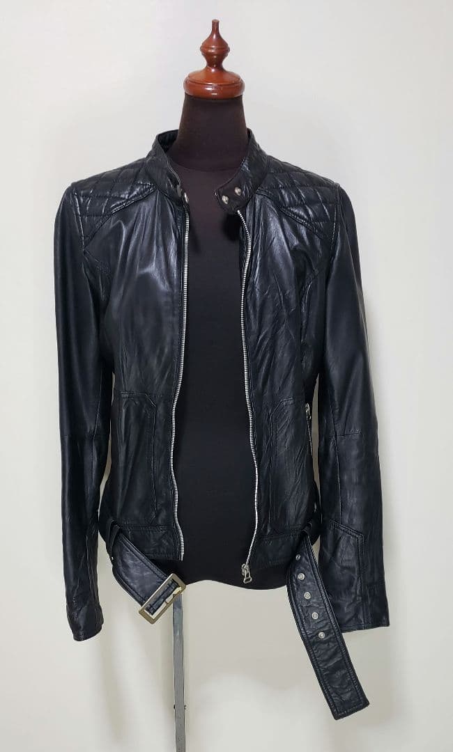 ✨ZARA ヴィンテージ加工 リアルレザー ライダースジャケット/ Ｌサイズ