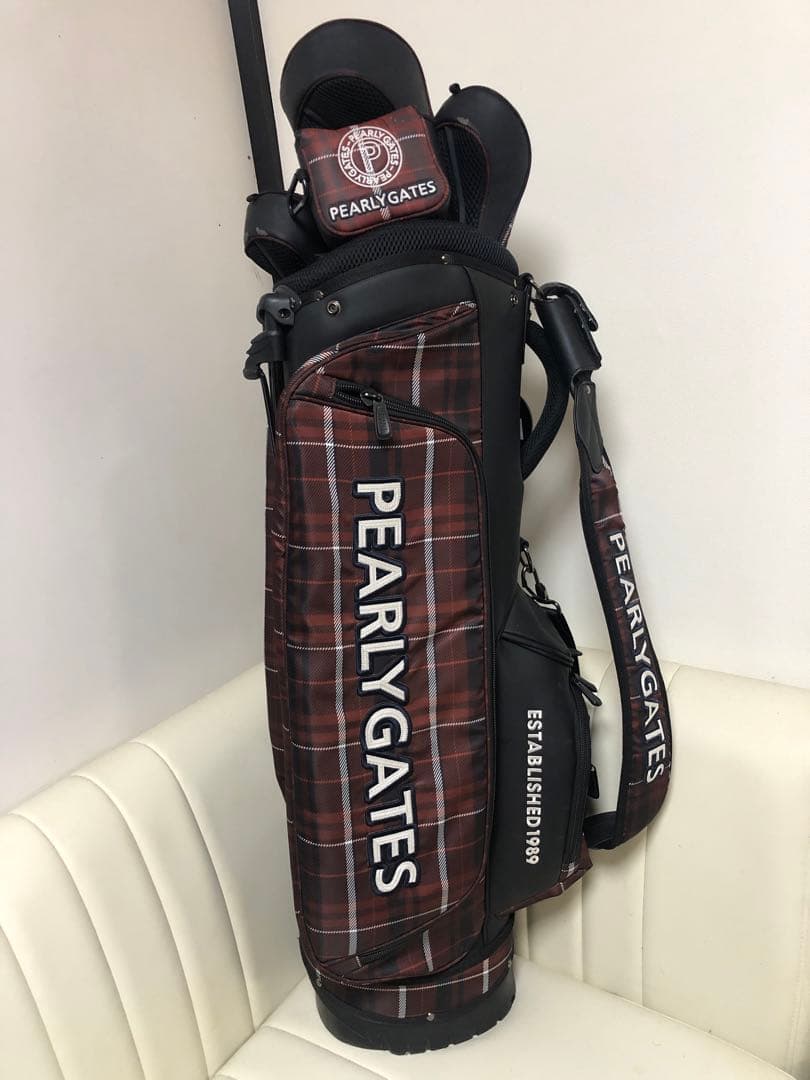 PEARLY GATES チェック柄 キャディバッグ　ヘッドカバー8点